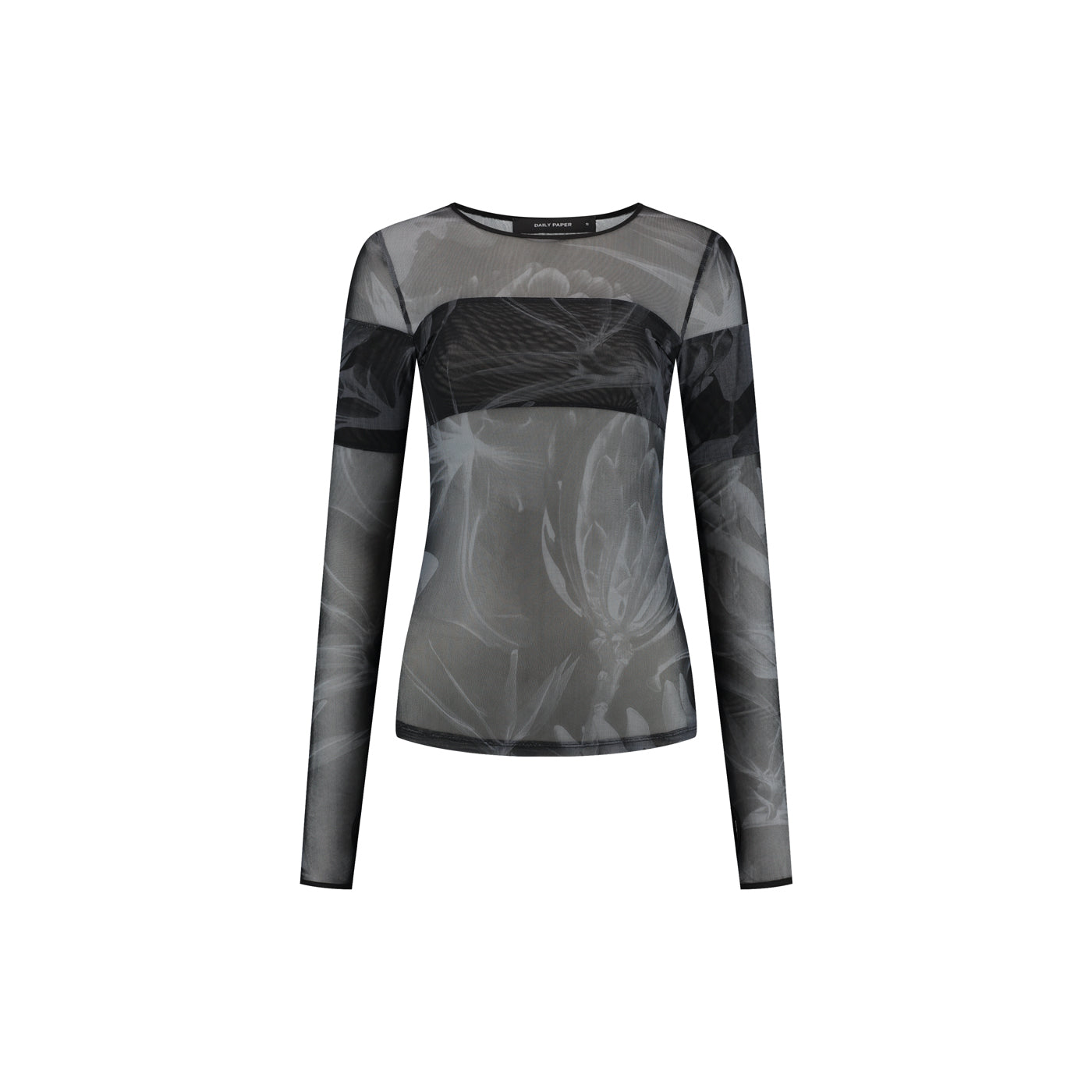 Black Floral Mesh Top