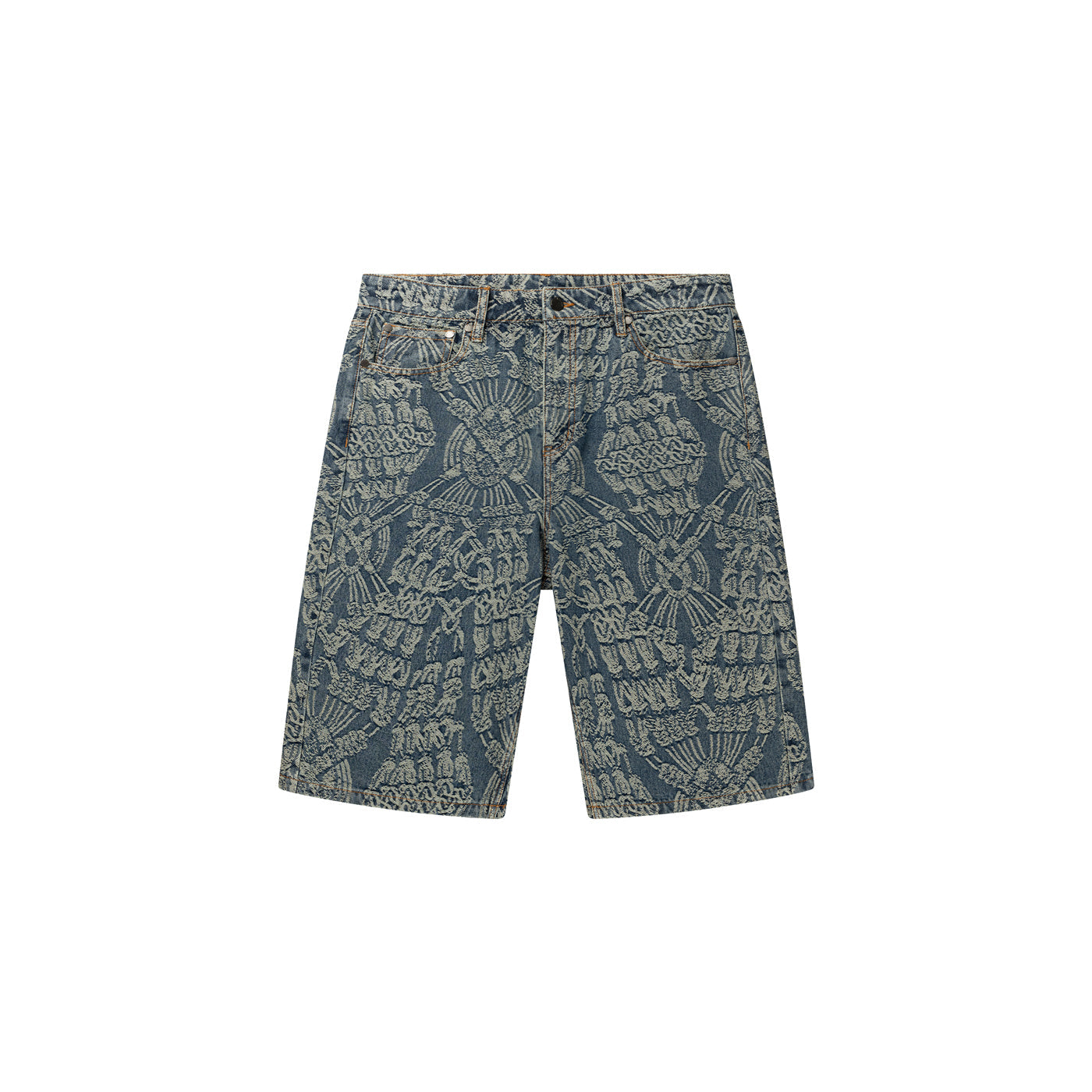 Mid Blue Macrame Denim Shorts
