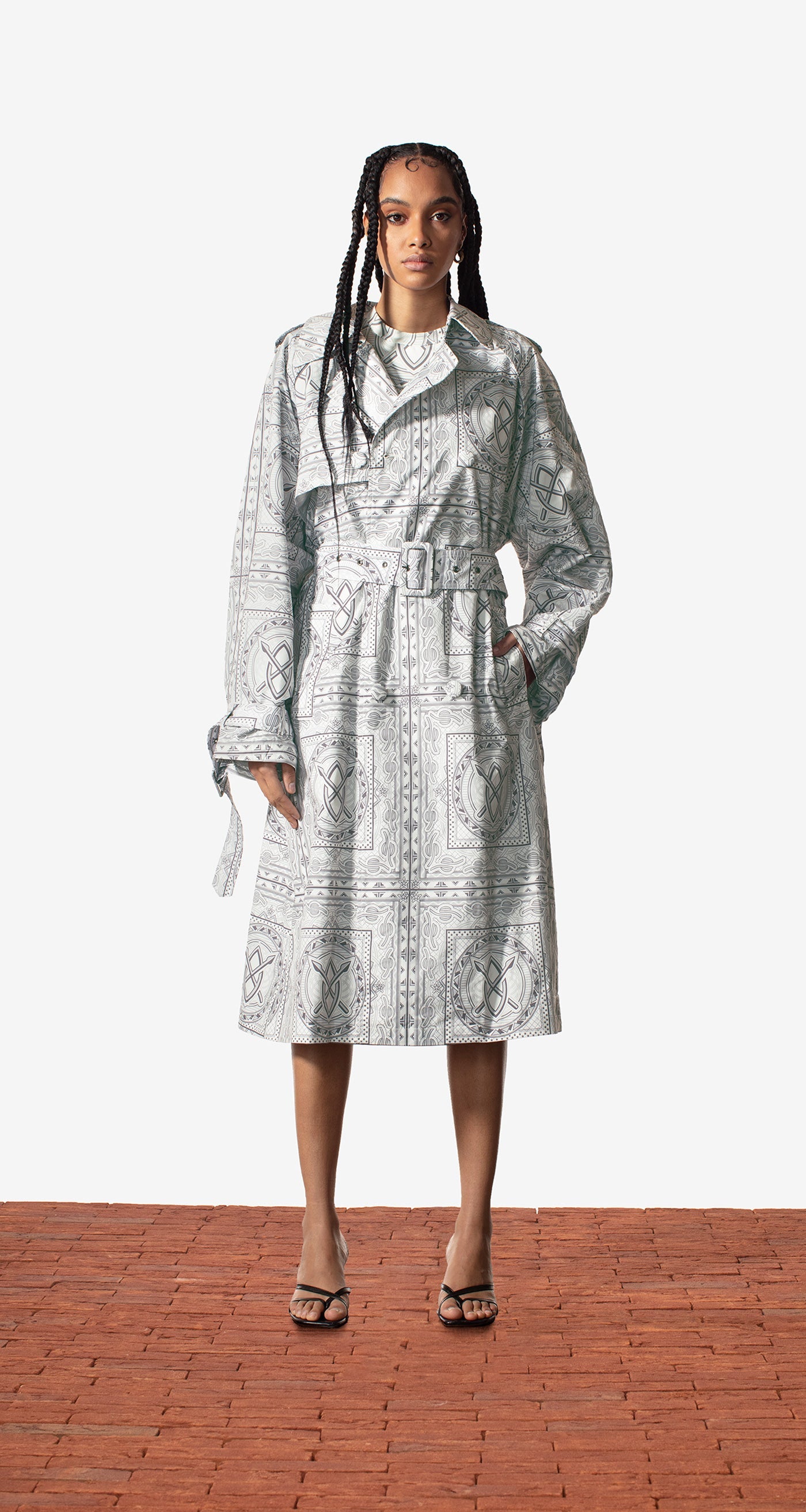 Grey Green Bandana Mamo Long Jacket