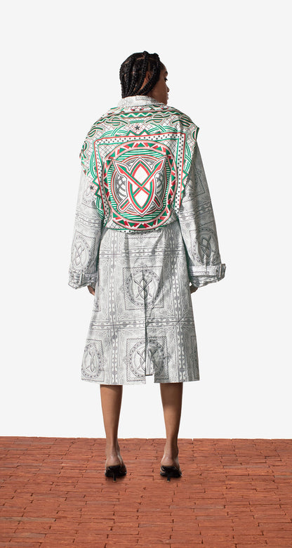 Grey Green Bandana Mamo Long Jacket