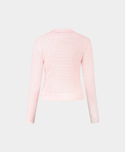 Ice Pink Ada Knit Longsleeve Polo