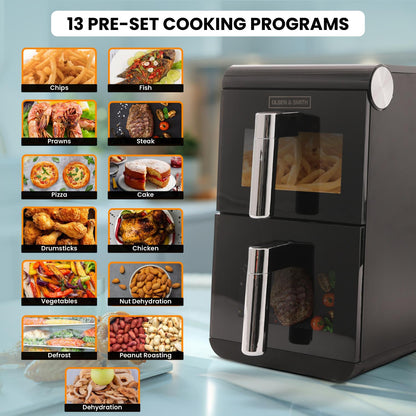 Olsen & Smith Dual Drawer Air Fryer | 11L XL, 1700W, LED, 13 Presets