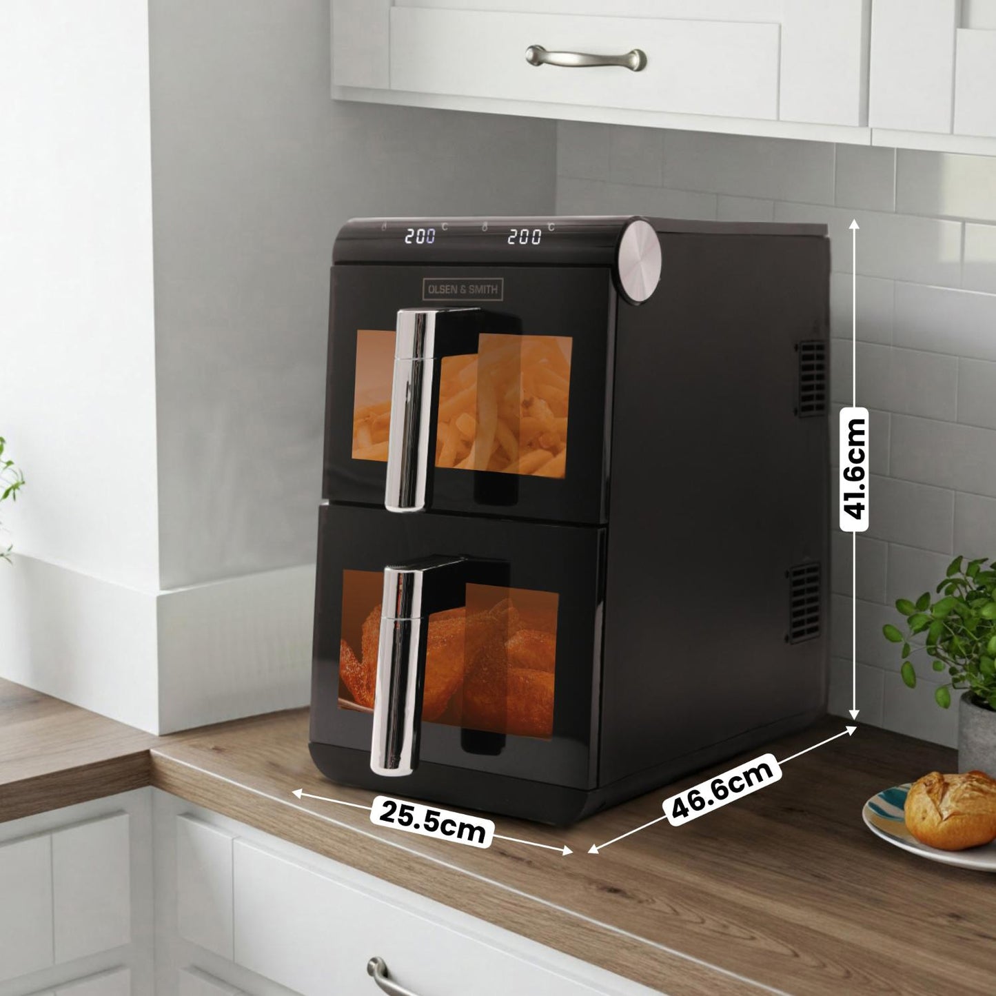 Olsen & Smith Dual Drawer Air Fryer | 11L XL, 1700W, LED, 13 Presets