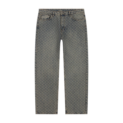 Seal Beige Faded Monogram Amba Jeans