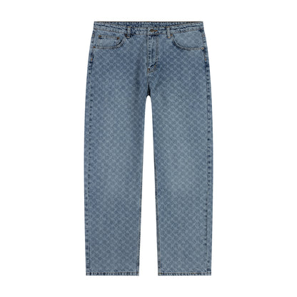 Seal Blue Faded Monogram Amba Jeans