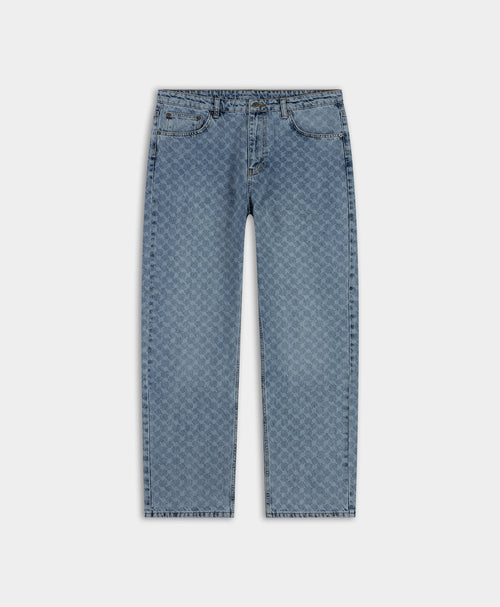Seal Blue Faded Monogram Amba Jeans