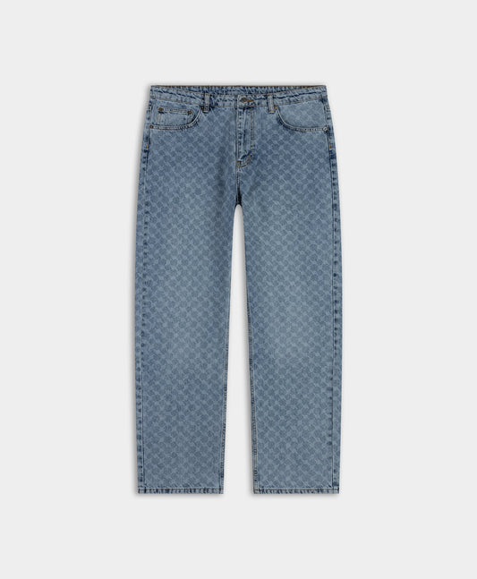 Seal Blue Faded Monogram Amba Jeans