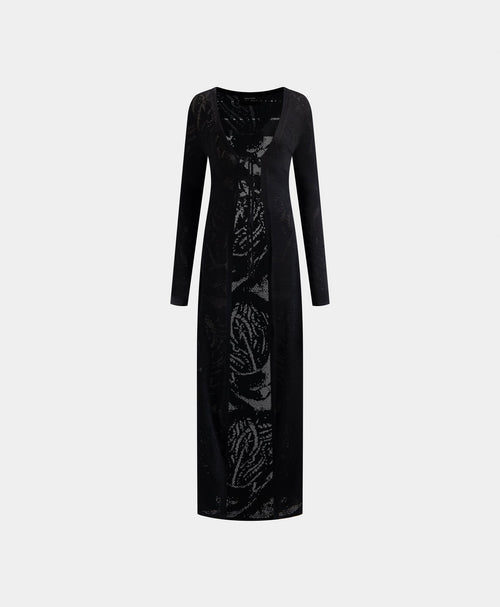 Black Braided Long Cardigan