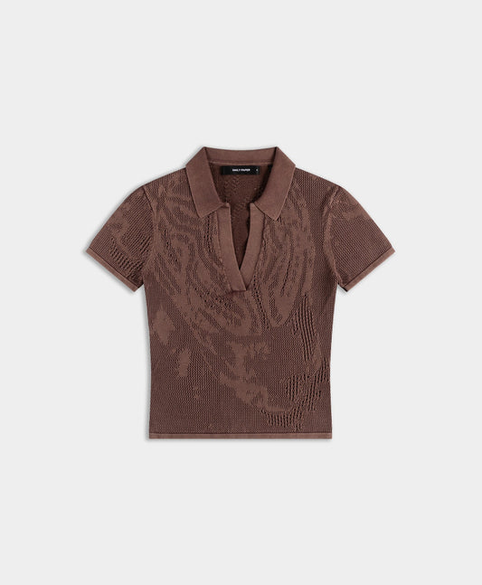 Bordeaux Red Braided Washed Polo