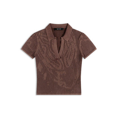 Bordeaux Red Braided Washed Polo