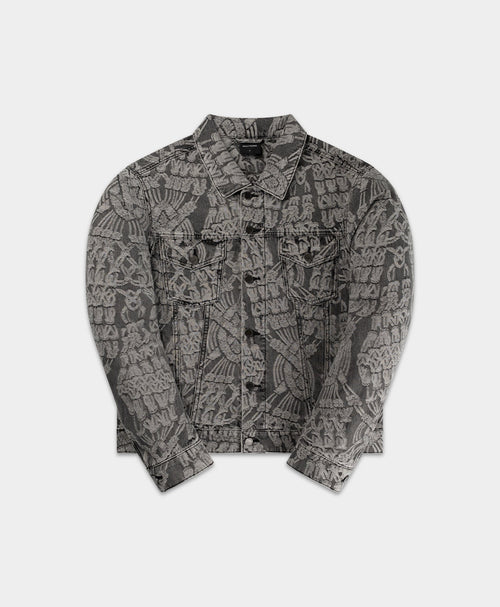 Grey Denim Macrame Jacket