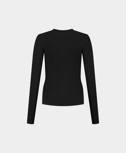 Black Denise Button Longsleeve