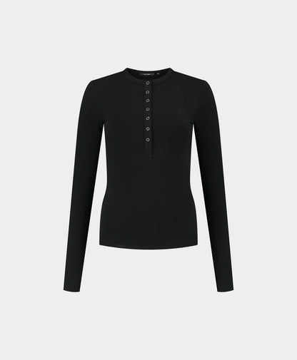 Black Denise Button Longsleeve