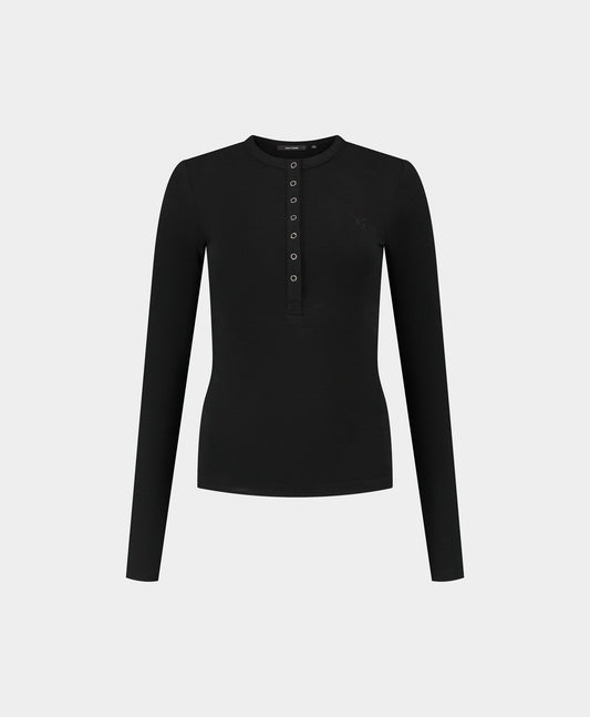 Black Denise Button Longsleeve