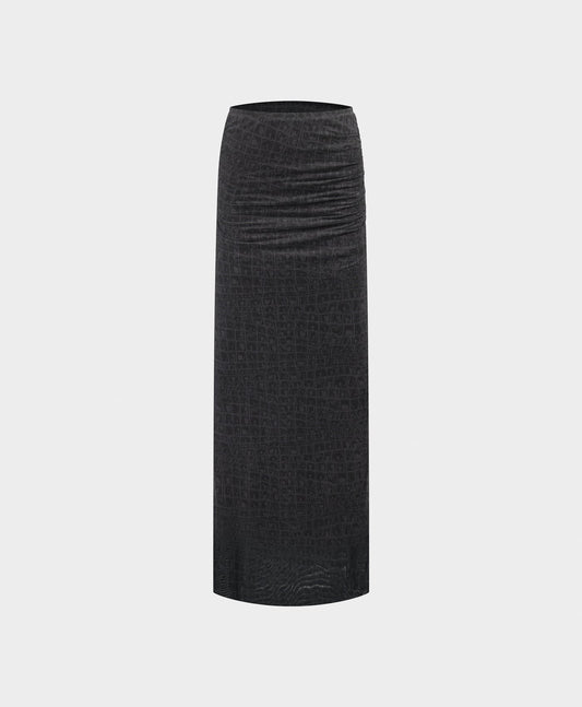 Black Oyster Digital Croc Skirt