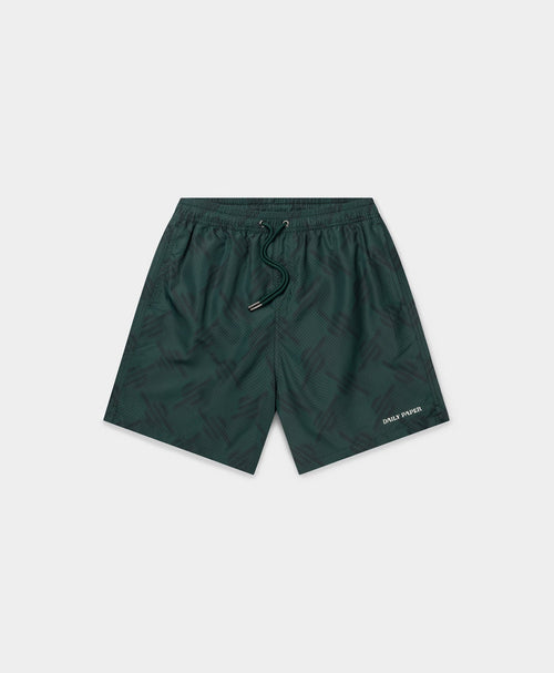 Bistro Green Dotted Monogram Swimshorts