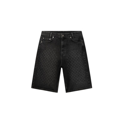 Black Laser Monogram Denim Shorts
