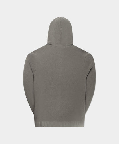 Formal Grey Flat Knit Zip Hoodie