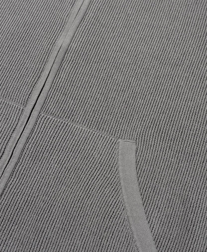 Formal Grey Flat Knit Zip Hoodie