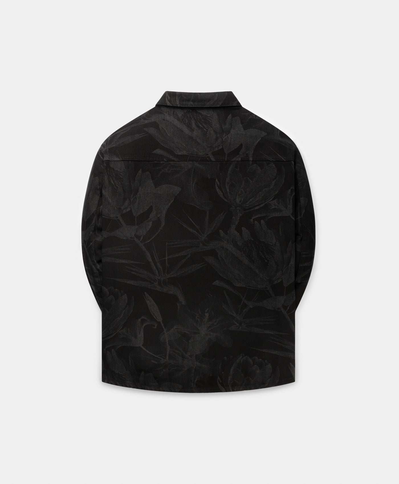 Black Floral Laser Denim Shirt
