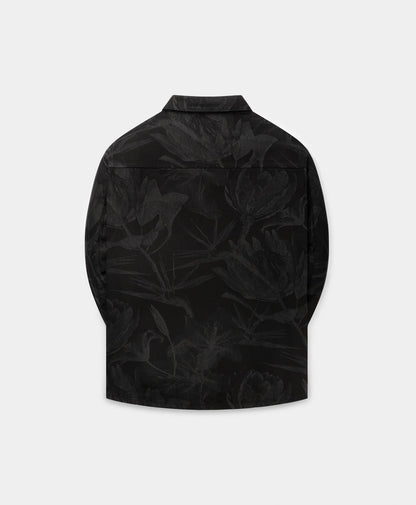 Black Floral Laser Denim Shirt