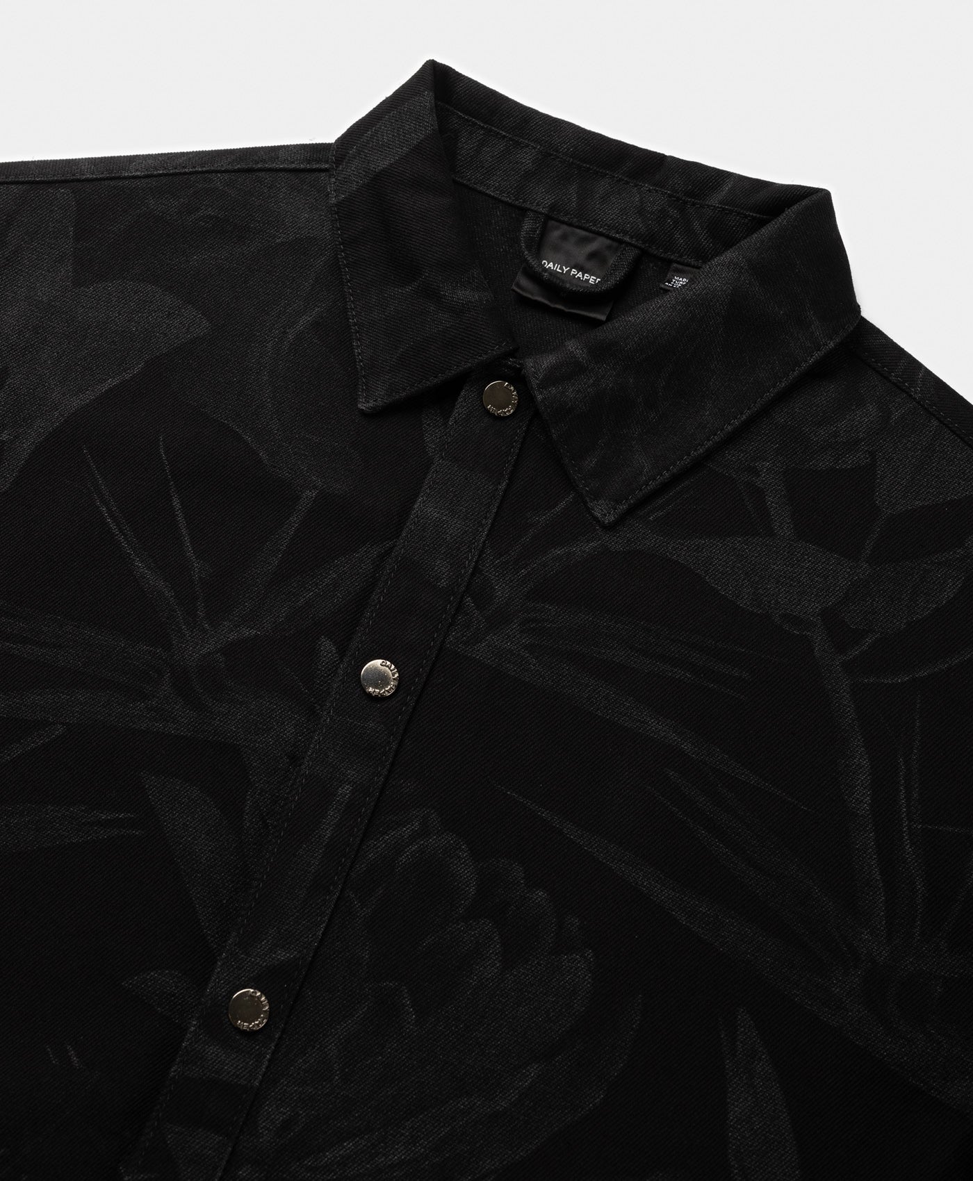 Black Floral Laser Denim Shirt