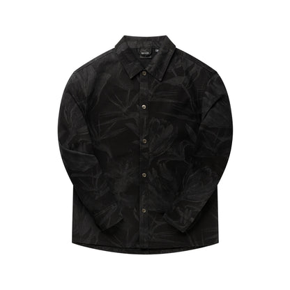 Black Floral Laser Denim Shirt