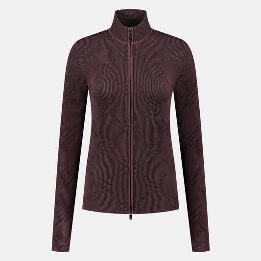 Roast Brown Knitted Monogram Cardigan