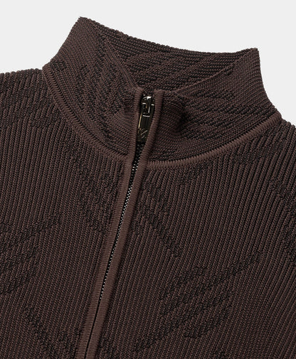 Roast Brown Knitted Monogram Cardigan