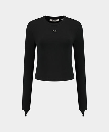 Black Logo Rib Top
