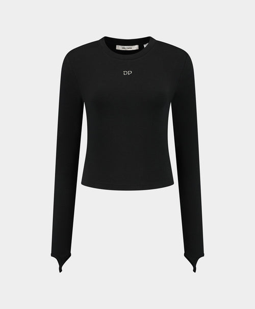 Black Logo Rib Top
