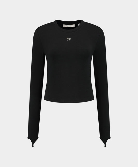 Black Logo Rib Top