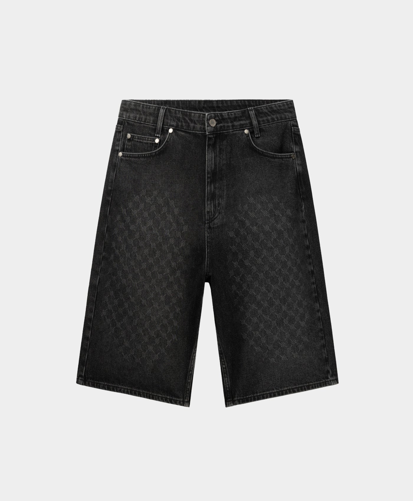 Black Laser Monogram Denim Shorts