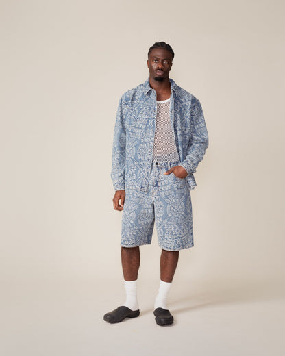 Mid Blue Macrame Rahul Shirt