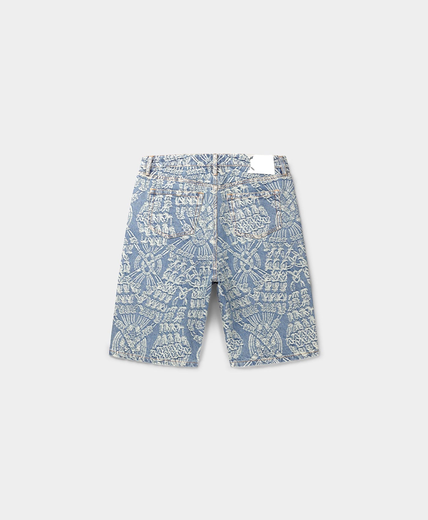 Mid Blue Macrame Denim Shorts
