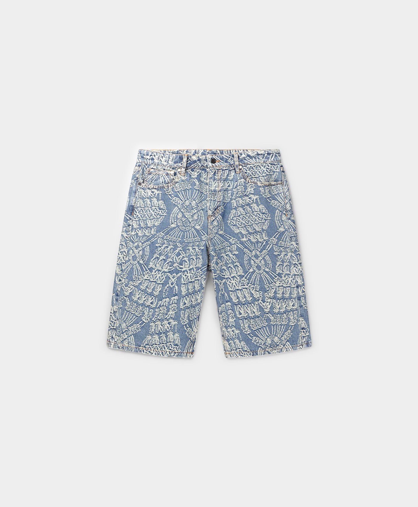 Mid Blue Macrame Denim Shorts