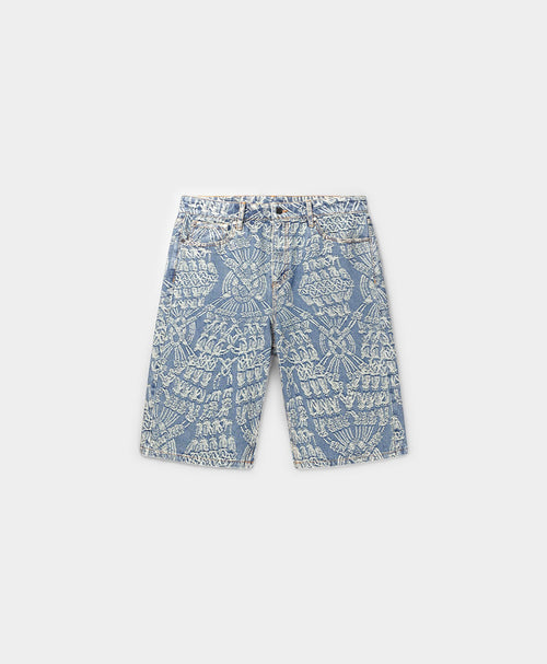 Mid Blue Macrame Denim Shorts