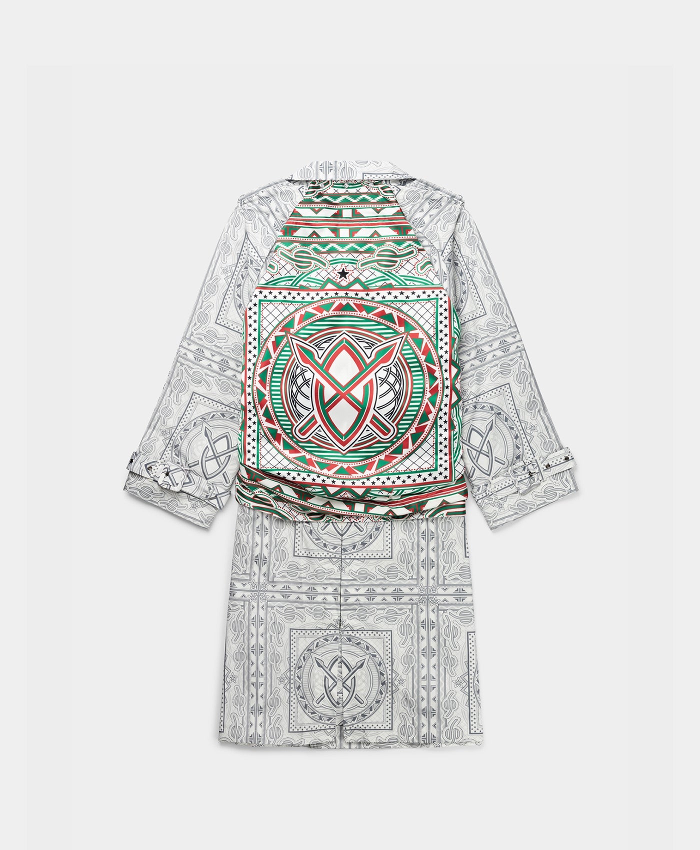 Grey Green Bandana Mamo Long Jacket