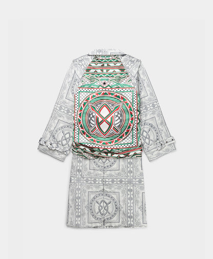 Grey Green Bandana Mamo Long Jacket