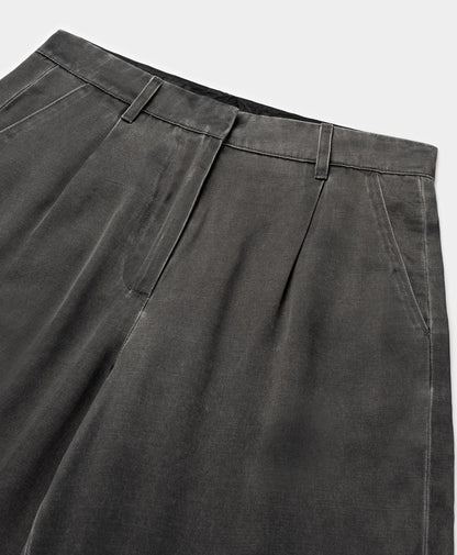 Black Oyster Satin Washed Short
