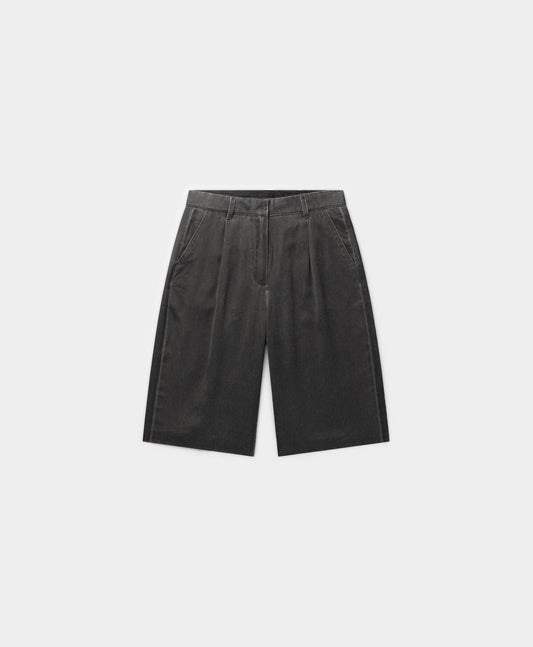 Black Oyster Satin Washed Short