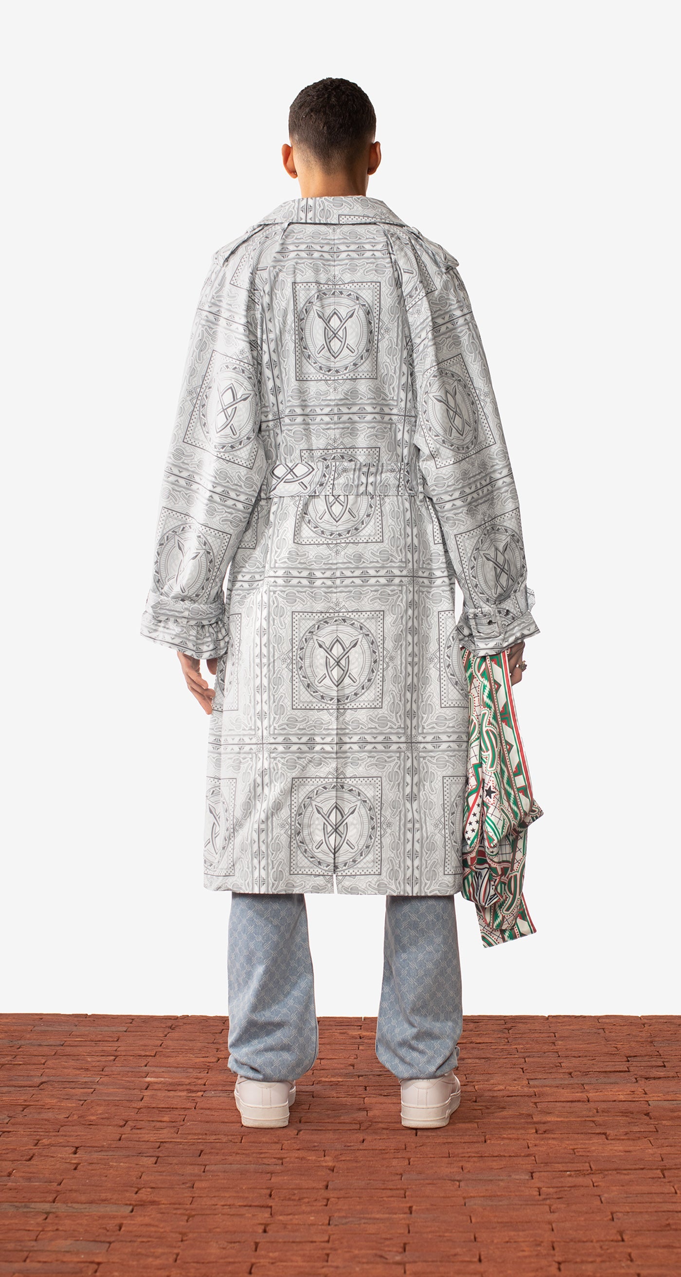 Grey Green Bandana Mamo Long Jacket