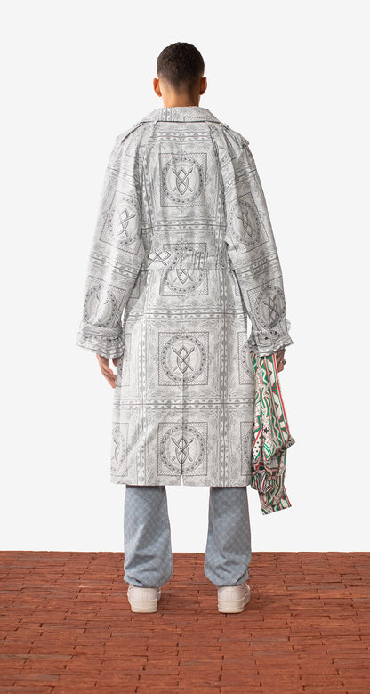 Grey Green Bandana Mamo Long Jacket