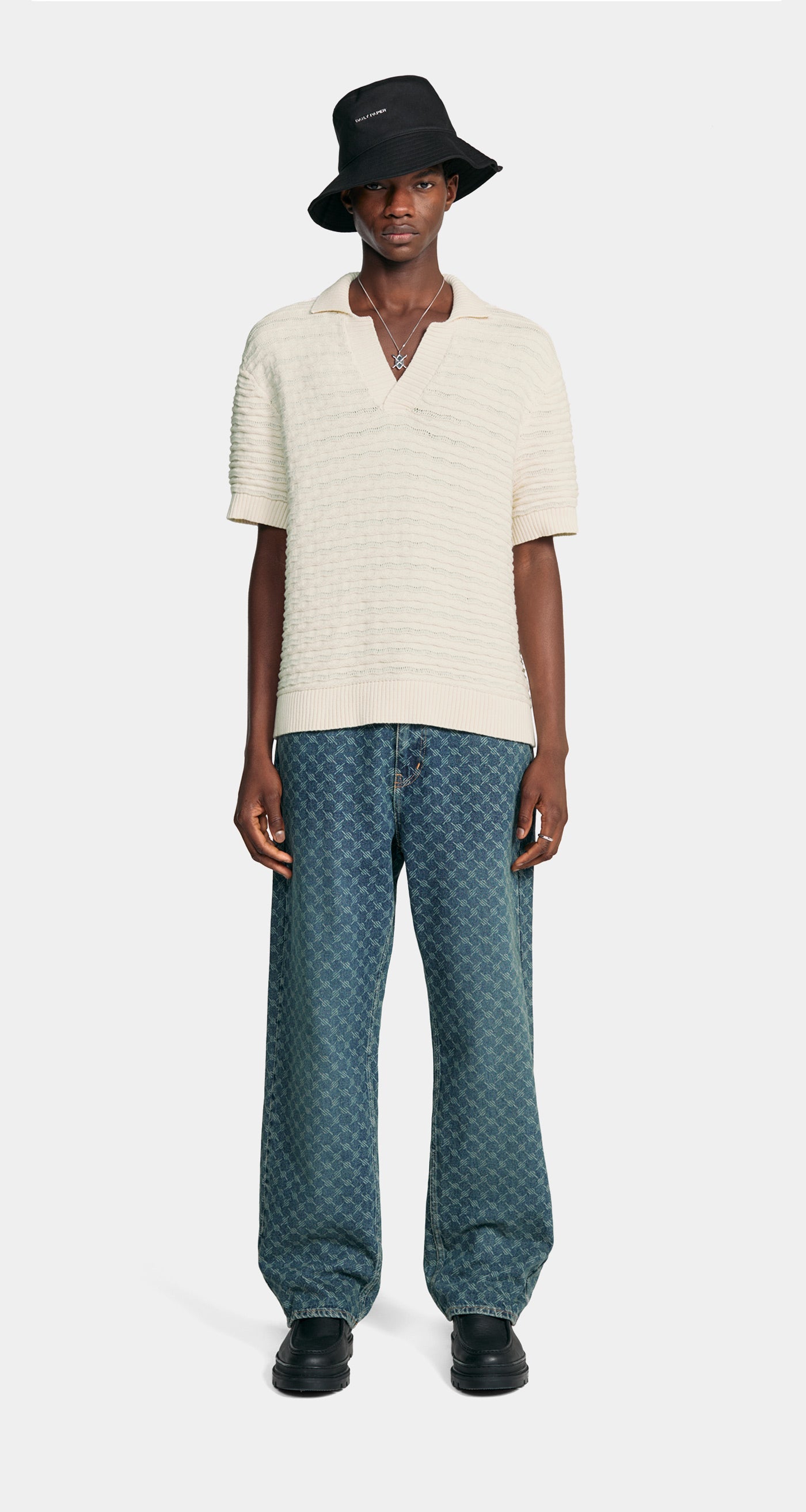 Frost White Jabir Knit Sweater Polo