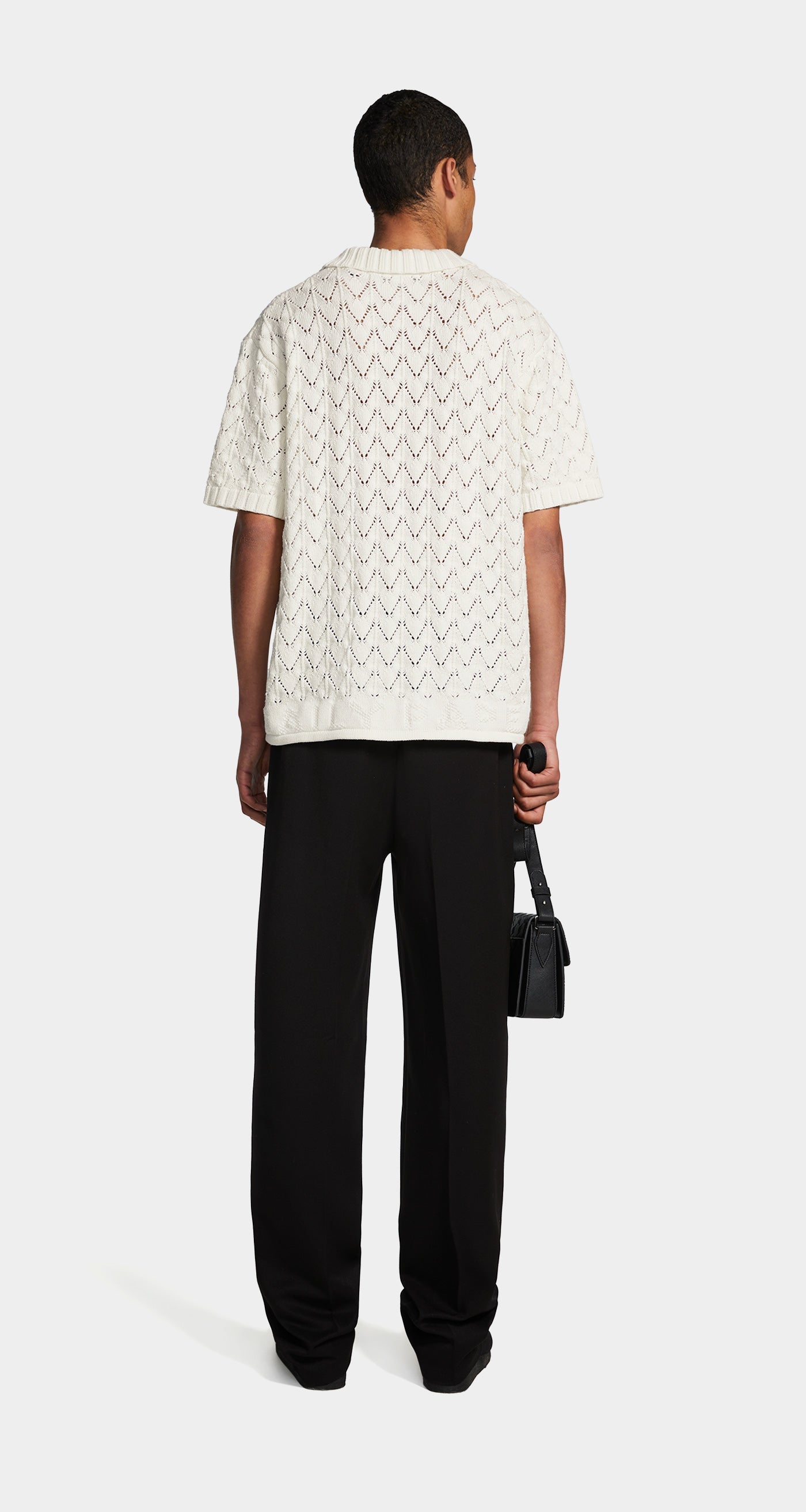 White Yinka Relaxed Knit Sweater Polo