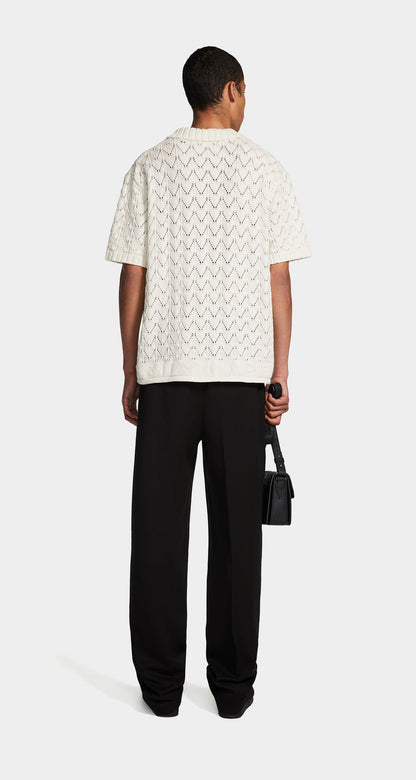 White Yinka Relaxed Knit Sweater Polo