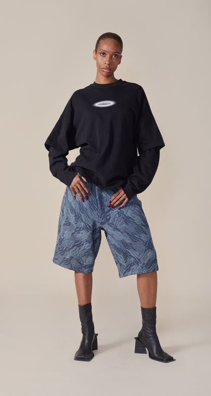 Camo Monogram Jeans Shorts