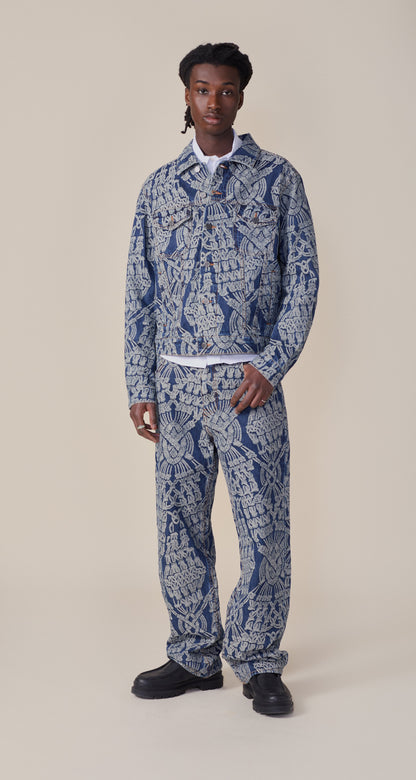 Dark Blue Denim Macrame Jacket