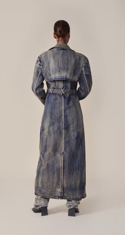 Brown Wash Vintage Wash Trenchcoat