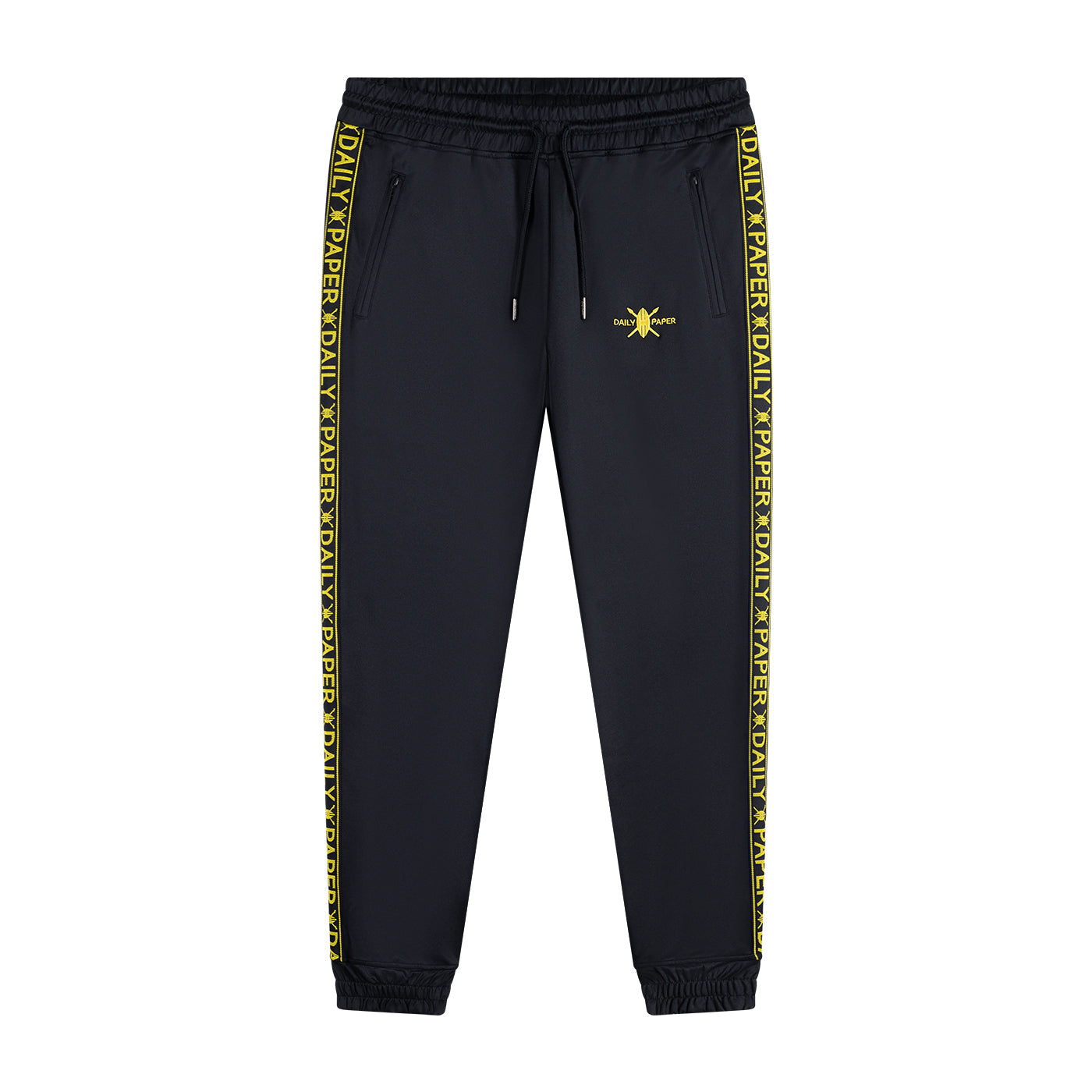 Navy Yellow Tape Logo Track Pants